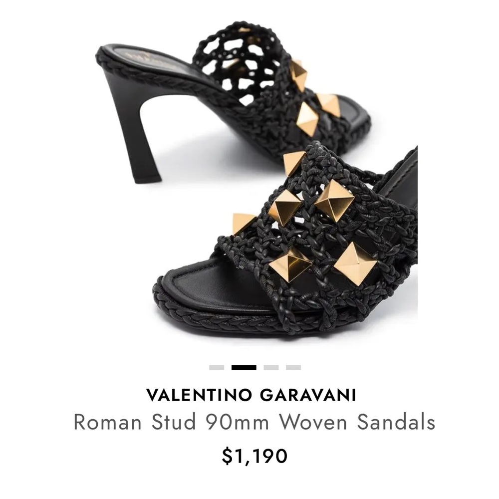 Valentino Garavani Roman Stud 90mm Woven Sandals – Black – Size EU 36 / US‎ 6